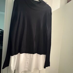 Joseph Black and White Layered Button Down Shirt